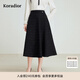 珂莱蒂尔秋季款高腰显瘦A字裙短裙女气质百搭小黑裙伞裙 黑色 L