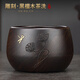 久堂雕刻黑檀木茶洗缸家用实木水盂笔洗功夫茶具配件茶渣缸废水缸高端 蜓戏莲蓬-黑檀木建水-高款