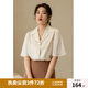 独束大码女装雪纺衫女显瘦夏装新款时尚气质衬衫遮肚显瘦上衣 杏色 L