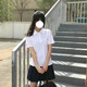 乐卡利学院风jk套装日系校供制服POLO衫翻领T恤短袖上衣百褶裙半身短裙 套装【白上衣+绀色百褶裙】 M （100斤内）