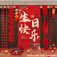 狮洛德 老人寿宴布置60岁生日装饰80过寿客厅背景妈妈生日挂布福字套装