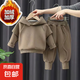 男女童加绒连帽套装2025新款儿童装休闲时髦小女孩宝宝韩 卡其色（小鱼鳞复合白真超380克） 110（建议30-40斤）