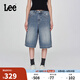Lee25春夏新品宽松版五袋款设计复古中蓝色女牛仔短裤 中蓝色 28 