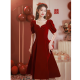 塞德勒（SAIDELE）敬酒服2024新款新娘酒红色平时可穿夏季小个子订婚礼服甜美连衣裙 酒红色 L (建议106-115斤)