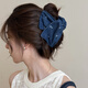 蔻缇蝴蝶结牛仔贝壳抓夹女2025新款高级感后脑勺发夹复古鲨鱼夹子发饰 浅蓝色牛仔抓夹