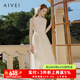 AIVEI欣贺艾薇夏季新中式超仙淑女针织拼网纱无袖连衣裙R0360150 米色 S