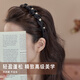 俏三岁轻奢网纱珍珠发箍2026新款高颅顶头箍发带洗脸日常外戴压发卡发捆 黑色绢纱珍珠发箍