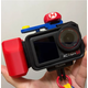 GEEKSEEK 适用大疆DJI action3/4/5/5pro通用原厂兔笼拍摄手柄拍手和快门 马里奥配色(手柄+快门+帽子装饰）
