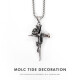 MOLC国潮嘻哈复古玫瑰十字架钛钢项链男个性配饰吊坠锁骨链送男友礼物 玫瑰十字架项链L1756