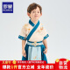 罗蒙汉服男童2025夏款古风古装中国风演出服儿童唐装 花青色 120