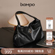 半坡饰族（bampo）【李梦同款】女包包新款福瑞方方包头层牛皮大容量轻奢单肩斜挎包 墨碳黑【葫芦专属五金】