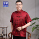 罗蒙（ROMON）品牌中老年唐装男爸爸妈妈情侣装婚宴礼服爷爷夏装老人过生日衣服 男酒红色【上衣】 M 170 男款尺码95-120斤