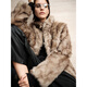 MSBEAST野兽小姐 时尚双色原生态波浪纹羊卷毛立翻领皮草外套丨里约艺术 双色薄雾灰咖 M