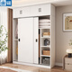 唐辑实木衣柜卧室出租屋家用简易推拉门储物大衣柜140*50*240cm