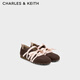CHARLES&KEITH薄底缎带休闲鞋玛丽珍德训鞋情人节礼物送女友CK1-71650021 Dark Brown Textured深棕色 37 （235）