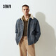 森马（Semir）牛仔外套男冬棉服25街头复古做旧仿羊羔毛翻领夹克潮109725108110