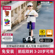 霍约斯德国儿童滑板车可折叠大童男孩女孩3-18岁宝宝踏板滑滑车带闪 加大款-苍穹灰+探照灯 免安装