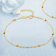 xianglong珠宝 18K金可调节一款多带珠珠手链脚链女款细款 18K玫瑰金 22.5+3cm