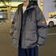 VUUG假两件羽绒棉衣宽松冬季加厚保暖连帽棉服外套男棉袄 深灰 2XL
