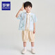 罗蒙男童汉服套装儿童唐装男孩国风端午节毕业演出服 蓝色 130