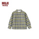 无印良品（MUJI）大童 法兰绒 立领长袖衬衫儿童衬衣男童女童 童装 25年秋季 卡其色格纹 150 /76A