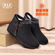 老美华冬季新款女士棉鞋加棉保暖休闲鞋高帮软底防滑妈妈款布鞋 黑色 38