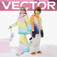 Vector儿童拼接加绒滑雪服套装男女童防风防水保暖户外单双板滑雪装备 冰川粉彩套装 130cm
