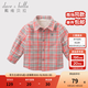 戴维贝拉（DAVE＆BELLA）加绒格子女童衬衣儿童衬衫男童长袖上衣秋冬打底衫宝宝冬季中大童 橘灰格子 100 cm(4Y(建议身高90-100cm))