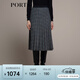 PORTS 宝姿秋冬新品女装中长百褶裙半裙LM9S056NFQ067 黑色格子 L (8)