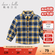 戴维贝拉（DAVE＆BELLA）加绒格子女童衬衣儿童衬衫男童长袖上衣秋冬打底衫宝宝冬季中大童 藏青橘黄格 90 cm(3Y(建议身高80-90cm))
