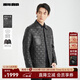 利郎【充绵羊毛】真皮皮衣男翻领冬季时尚绗线格纹男士皮夹克外套 黑色（24DZP0011Y） XL 175/92A
