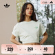 adidas经典简约纯棉运动上衣圆领短袖T恤女装夏季阿迪达斯三叶草 亚麻绿 M