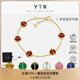 YIN「因」系列黄金比五花18K金手链红玉髓黑玛瑙珠宝首饰送女友礼物 孔雀石 15+1+1cm