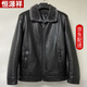 恒源祥海宁真皮皮衣男皮毛一体外套特价清仓中年爸爸装皮夹克加厚秋冬款 黑色 高档品质男装 加绒 XL 180/96A 建议130-150斤