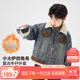 左西男童加厚仿兔毛牛仔外套2025新款儿童棉服棉衣洋气 浅牛仔色 150