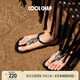 COOLCHAP25新款凉鞋女软底海边欧式旅游沙滩凉鞋夹趾平跟时装罗马度假鞋 秘境黑（新版） 正码正拍 36