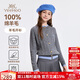 英氏（YEEHOO）女童羊毛衫儿童毛衣中大童装100%绵羊毛开衫保暖秋装 浅灰色 170