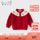 戴维贝拉（DAVE＆BELLA）儿童毛衣开衫2025秋装新款女童针织长袖外套小童外衣女宝宝上衣 红色【现货】 120 cm（建议身高110-120cm）