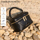 CHARLES&KEITH菱格链条手提斜挎小方包盒子包包女包生日礼物CK2-80782534 Black黑色 小包