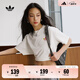 adidas经典简约纯棉运动上衣圆领短袖T恤女装夏季阿迪达斯三叶草 汉玉白 M