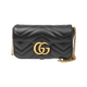 古驰（GUCCI）女包Marmont马蒙牛皮链条单肩包GG经典斜挎包女士七夕情人节礼物 mini 16.5cm 黑色 酷奇女包