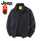吉普（JEEP）美国正品美式纯棉工装外套上衣男士春秋潮牌冲锋飞行风衣夹克秋冬 黑色-立领 常规 【商场同款】 XL 【适合145斤左右】