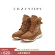 COZY STEPS可至女士秋冬时尚休闲搭扣保暖防寒防滑加厚羊皮毛一体雪地靴女 棕色 38
