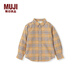无印良品（MUJI）大童 法兰绒长袖衬衫儿童衬衣男童女童 童装25年秋季纯棉CB1PFA5A 暗黄色格纹 140 /68A
