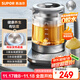苏泊尔（SUPOR）纯钛养生壶 玻璃面板烧水壶 316L不锈钢恒温煮茶器  加大滤网 电热水壶多段保温1.5L SW-15YJ55