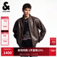 杰克·琼斯（JACK&JONES）男装士夹克羊皮革插袋时尚长袖宽松立领经典舒适上衣225410002 E09巧克力棕 常规 M （175）
