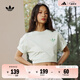 adidas经典简约纯棉运动上衣圆领短袖T恤女装夏季阿迪达斯三叶草 亚麻绿 S