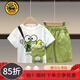 G.duck童装儿男童套装夏季儿童衣服纯棉中大童短袖透气男孩休闲装薄款 青蛙白色amkcgis 90码建议1~2岁【 80-90】cm