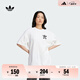 adidas宽松印花纯棉上衣圆领短袖T恤女装夏季新款阿迪达斯三叶草   白色   XL