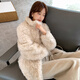 FHHUABD韩女托卡 2025新款进口皮草外套托斯卡纳羊皮毛一体大衣女中长款 奶油白 L